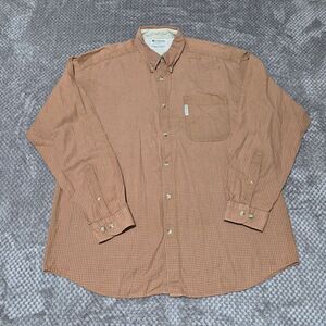 Columbia Plaid Shirt XL Orange Long Sleeve Workwear